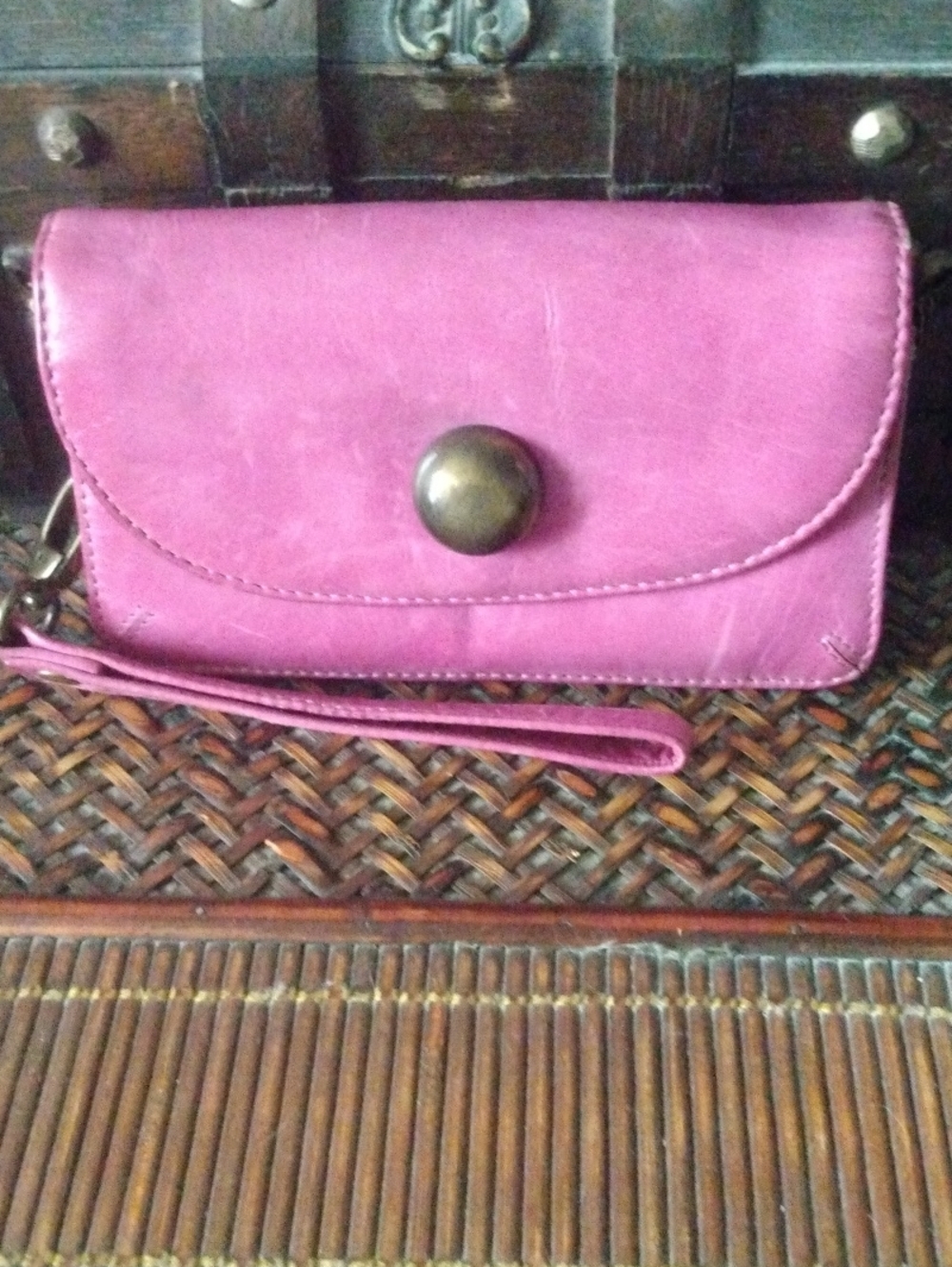 latico Mauve Pink Leather Wristlet Clutch with Brass Accent Note: Last Pic Dot